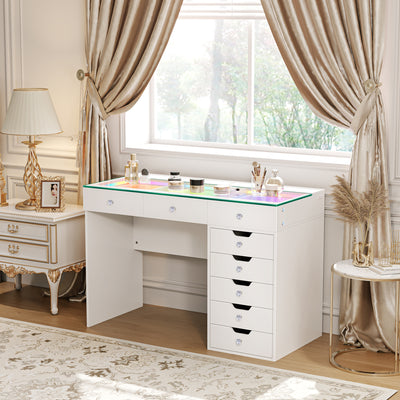 Diana Vanity Desk Pro- 8 Storage Drawers