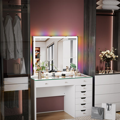 Luxury Hollywood Glow Vanity Mirror with RGB & Bluetooth Speaker