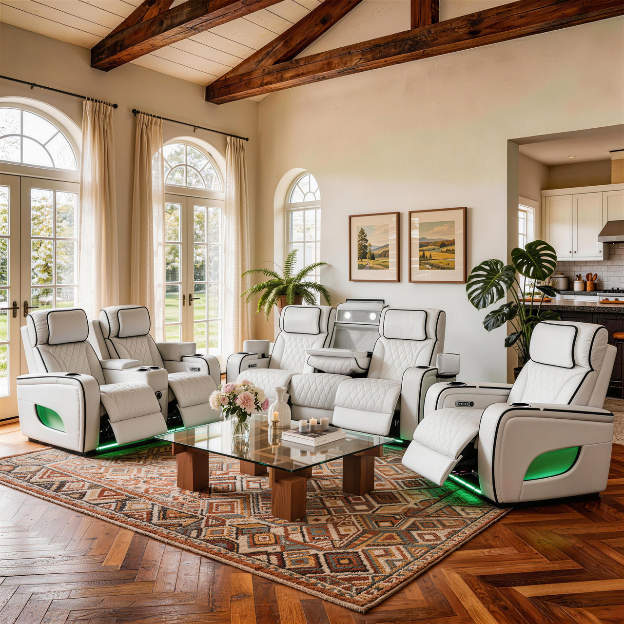 Jessie Luxury White Power Recliner Sofa Set