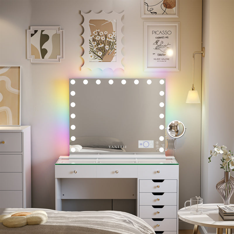 Hollywood 20 Bulbs Light Mirror with Bluetooth Speaker