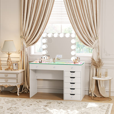Diana Storage Drawers Vanity Set with Mirror and Chair
