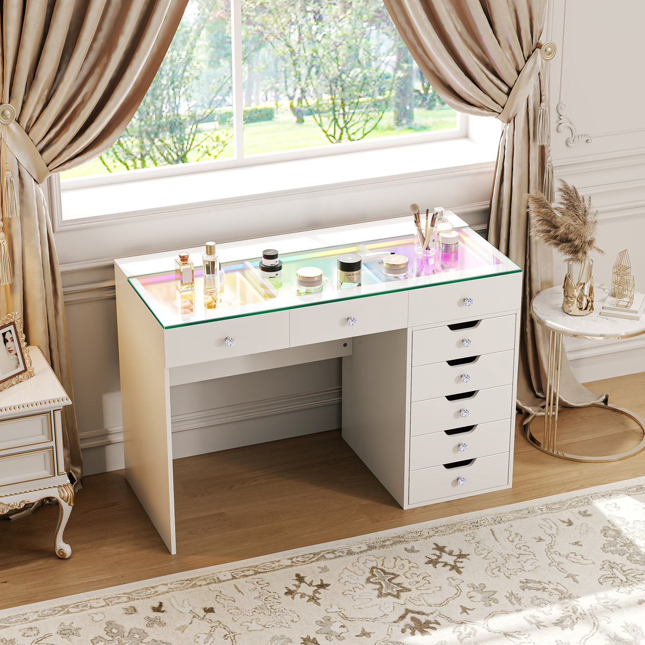 Diana Vanity Desk Pro- 8 Storage Drawers