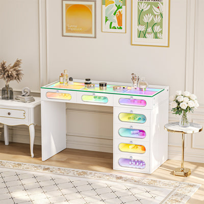 New Release ! 7 Glass Fronted Drawers with Crystal Handles