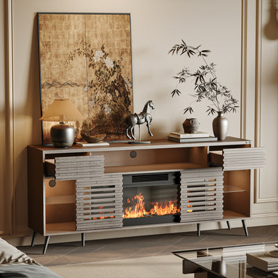 SITA Fully Assembled 71" TV Stand with Electric Fireplace