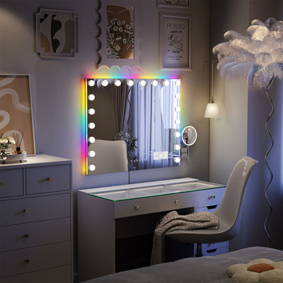 Hollywood 20 Bulbs Light Mirror with Bluetooth Speaker