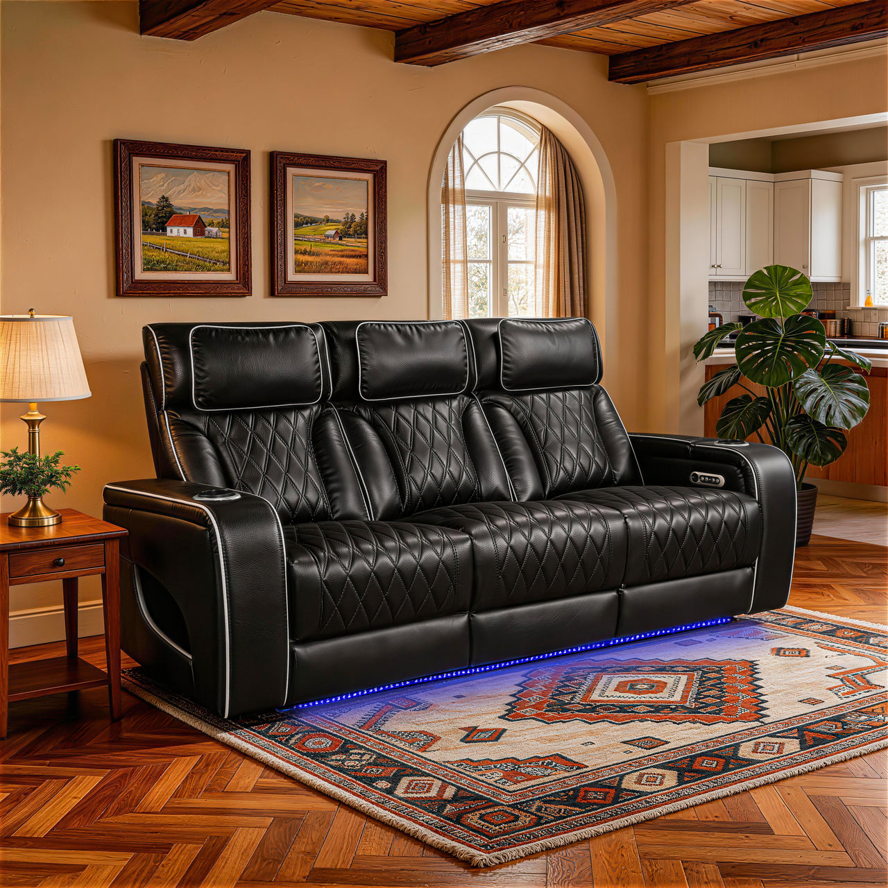 Jessie Power Recliner Black 3-seater Sofa