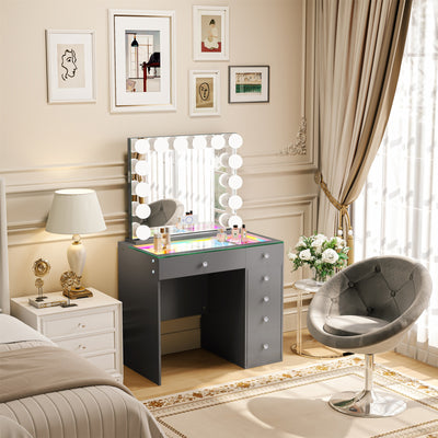 Mini Diana -6 Storage Drawers Vanity Set with Mirror & Chair