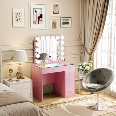 Mini Diana -6 Storage Drawers Vanity Set with Mirror & Chair