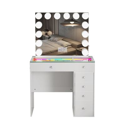 Mini Diana -6 Storage Drawers Vanity Set with Mirror & Chair