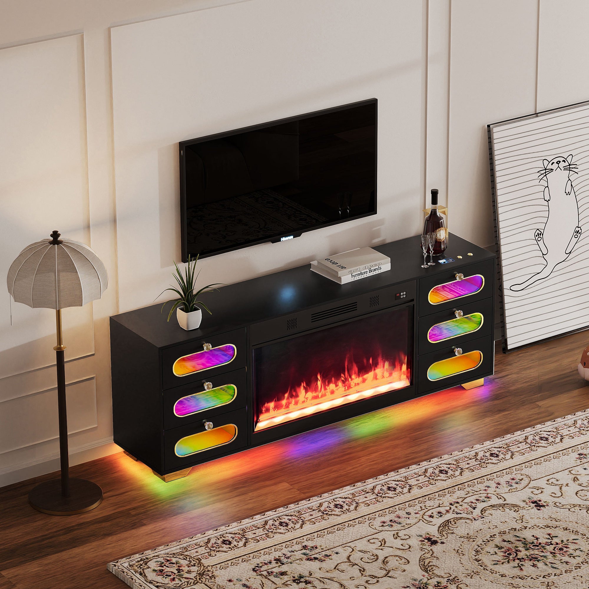 SOFIA Fully Assembled 70" TV Stand Fireplace