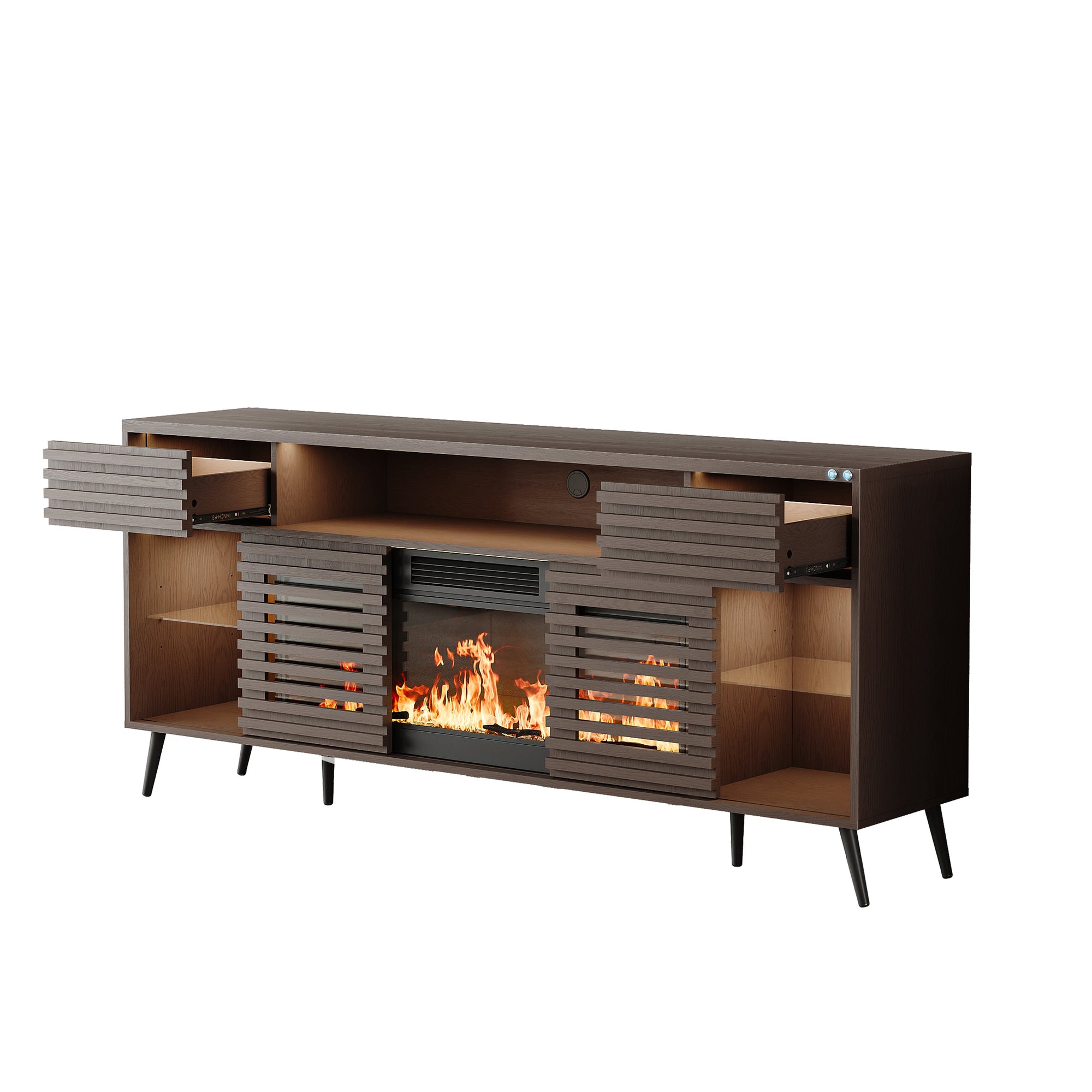 SITA Fully Assembled 71" TV Stand with Electric Fireplace