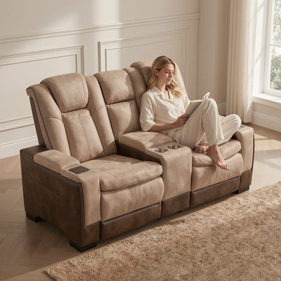 Charlie Modern Brown Power Recliner Loveseat