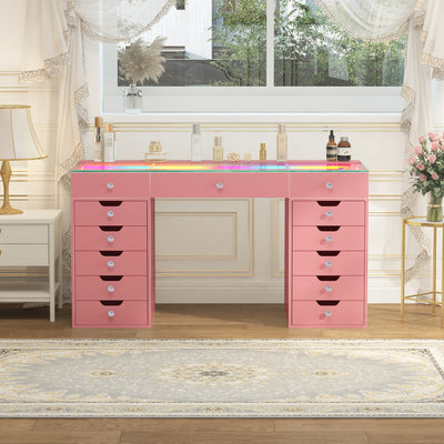 Eva-RGB Vanity Desk Pro - 13 Storage Drawers