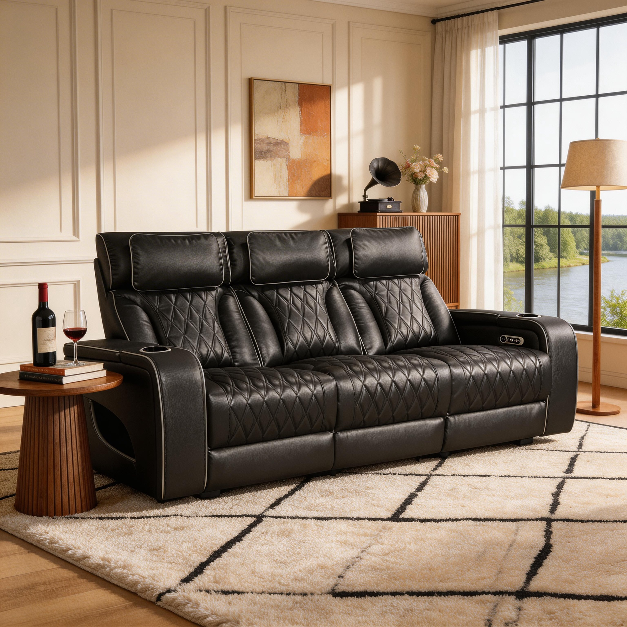 Jessie Power Recliner Black 3-seater Sofa
