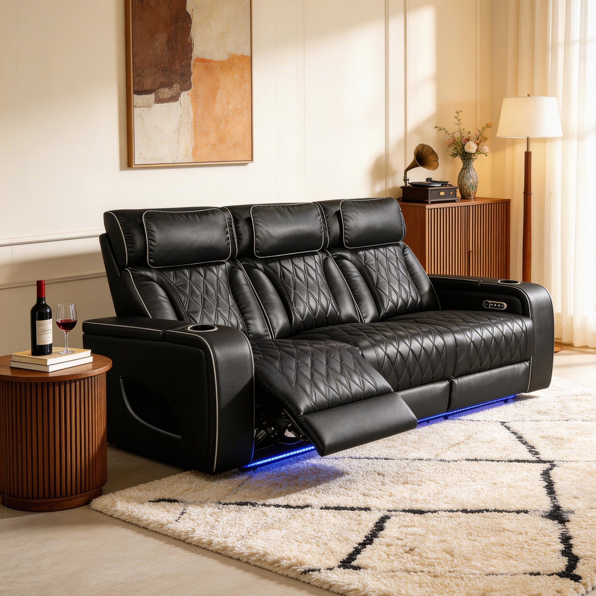 Jessie Power Recliner Black 3-seater Sofa