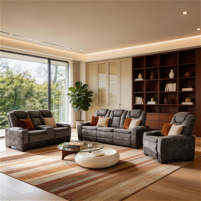 Charlie Gray Power Recliner Sofa & Loveseat & Chair