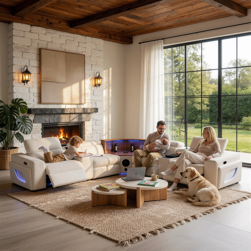 Rowan Power Recliner Air Leather Sectional White