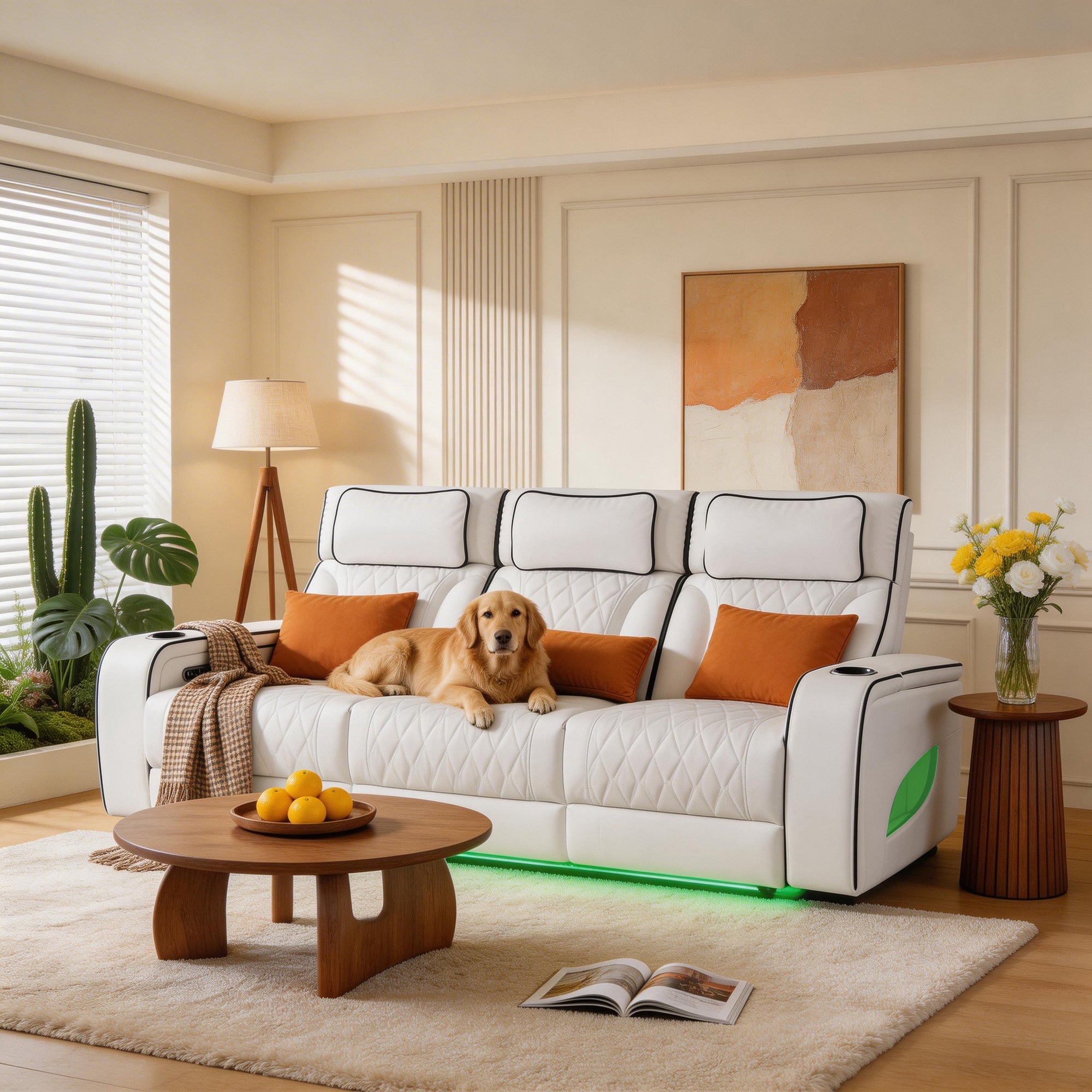 Jessie White Power Recliner 3-seater Sofa