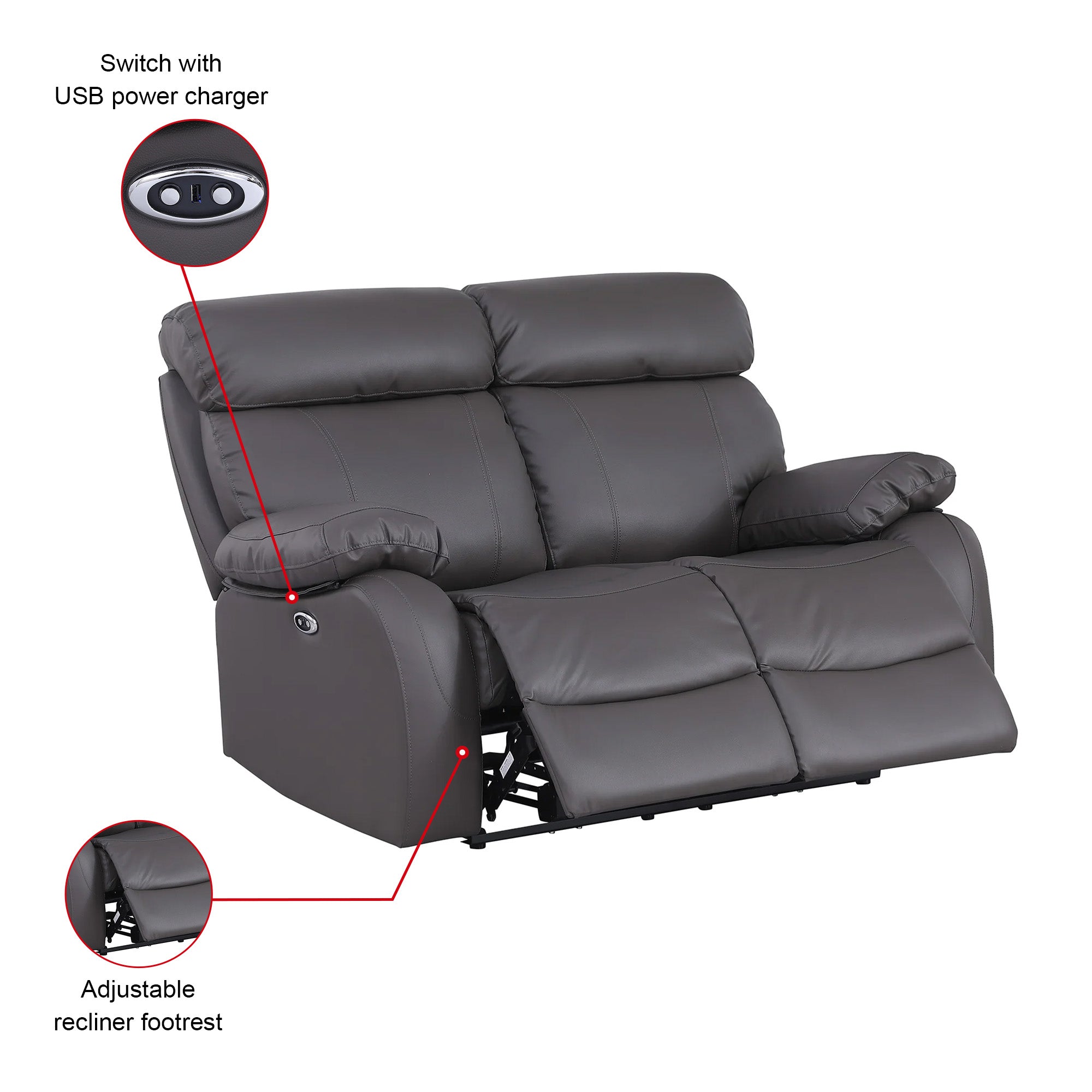 Harry Gray Power Recliner Sofa Set