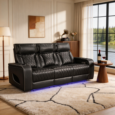 Jessie Power Recliner Black 3-seater Sofa