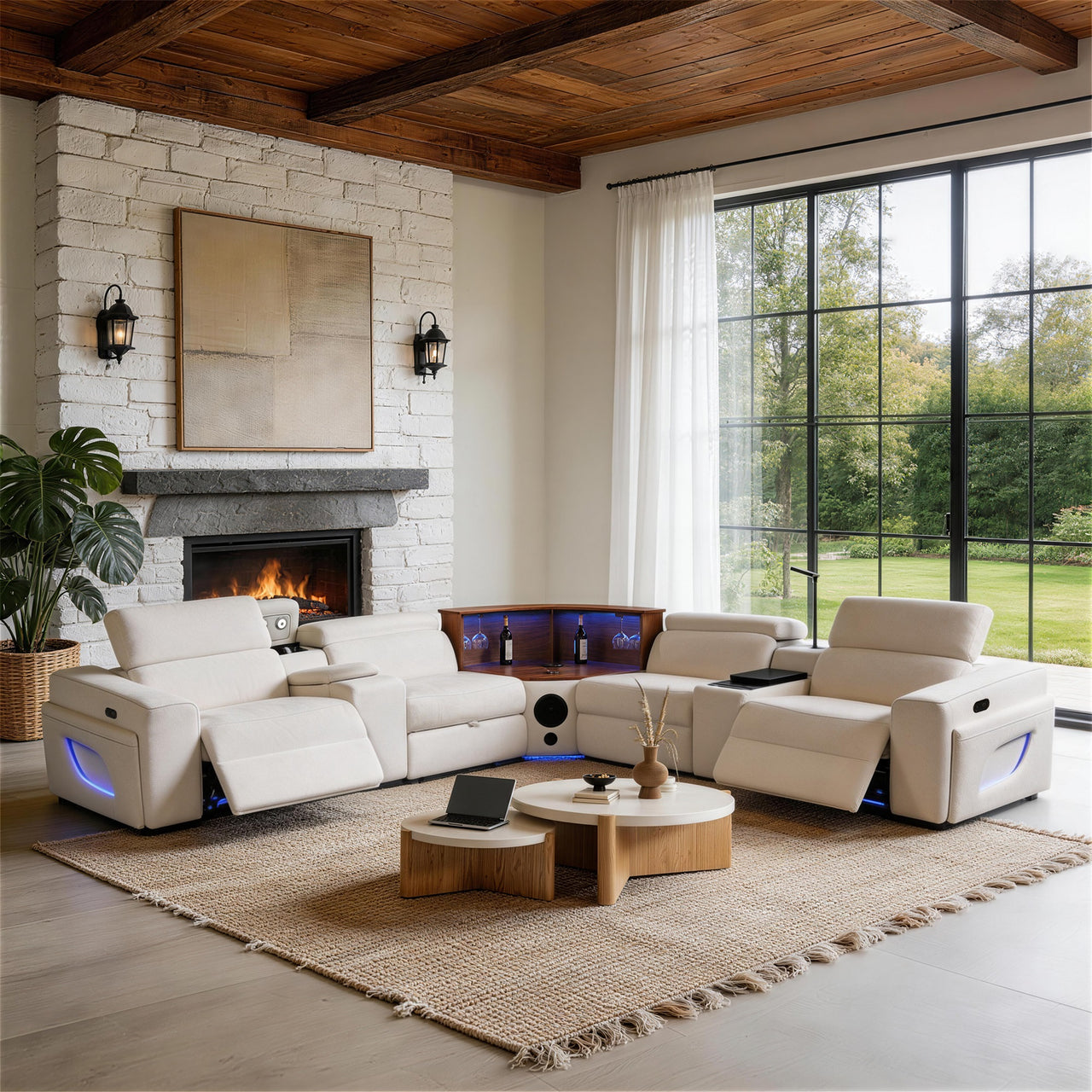 Rowan Power Recliner Air Leather Sectional White
