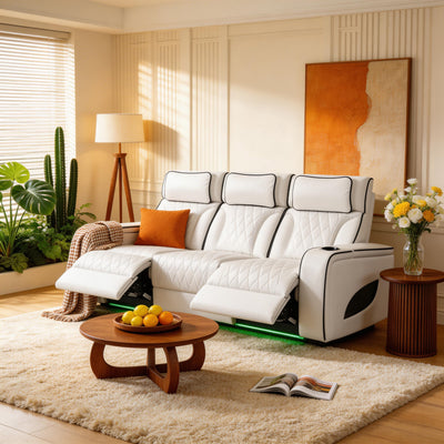 Jessie White Power Recliner 3-seater Sofa