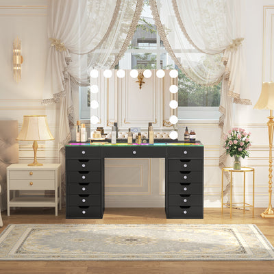 Eva-RGB Vanity Desk Set with Mirror and Chair