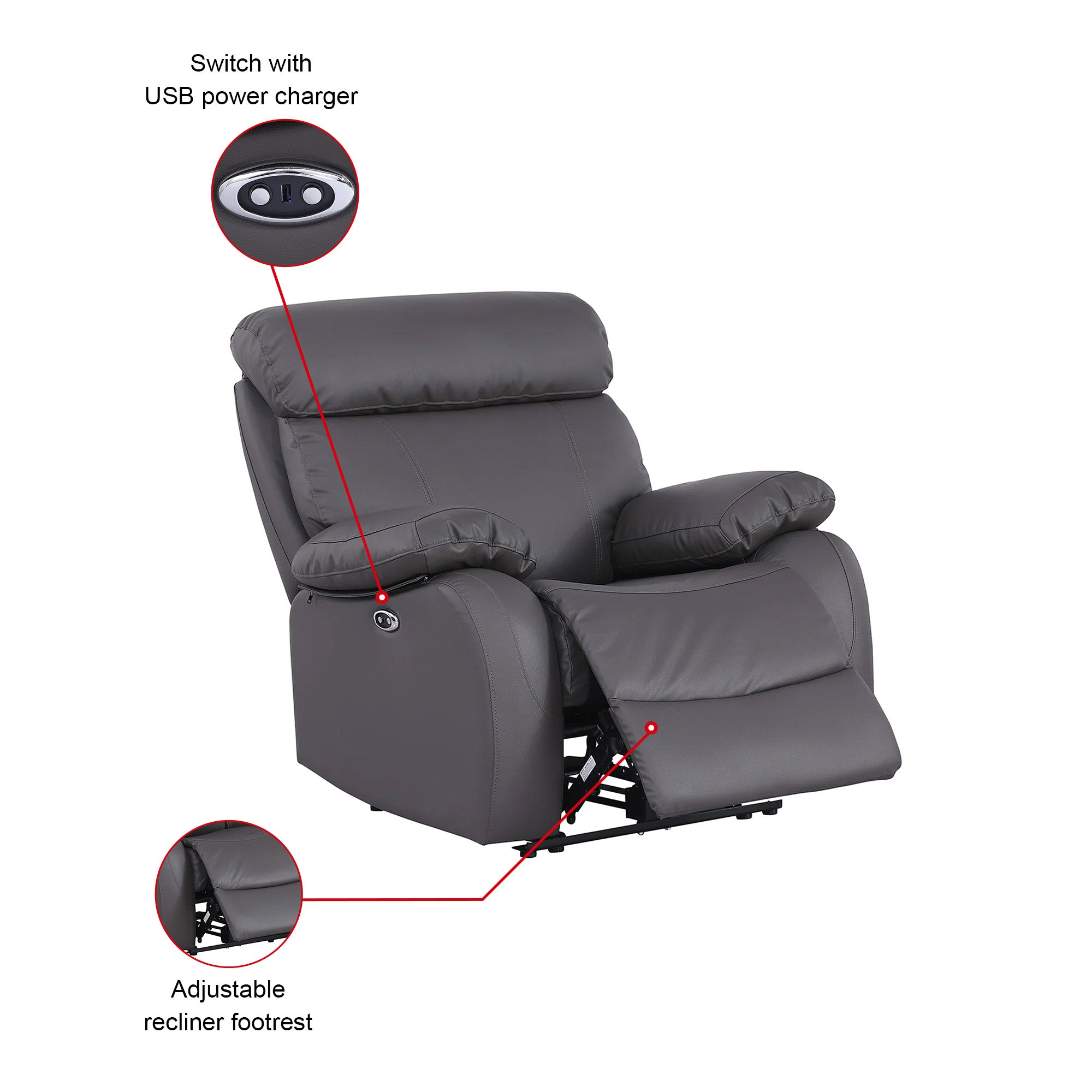 Harry Gray Power Recliner Sofa Set