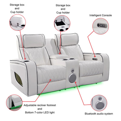 Jessie White Power Recliner 3-seater Sofa