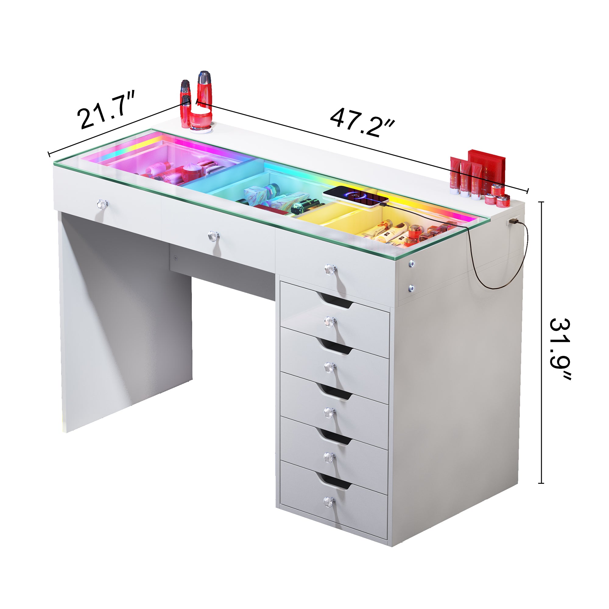 Diana Vanity Desk Pro- 8 Storage Drawers
