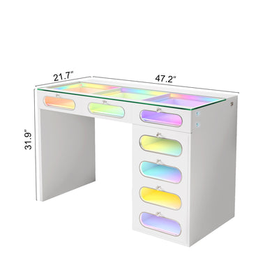 New Release ! 7 Glass Fronted Drawers with Crystal Handles