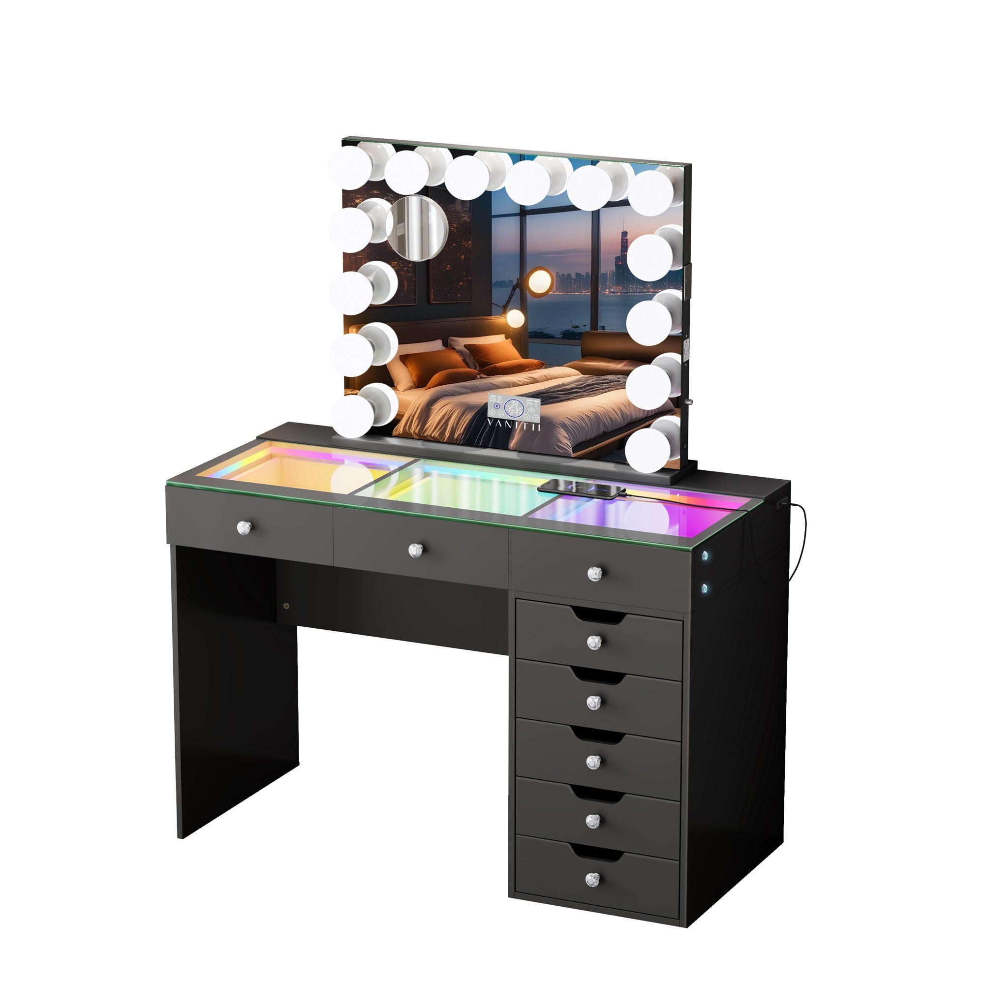 Diana Storage Drawers Vanity Set with Mirror and Chair