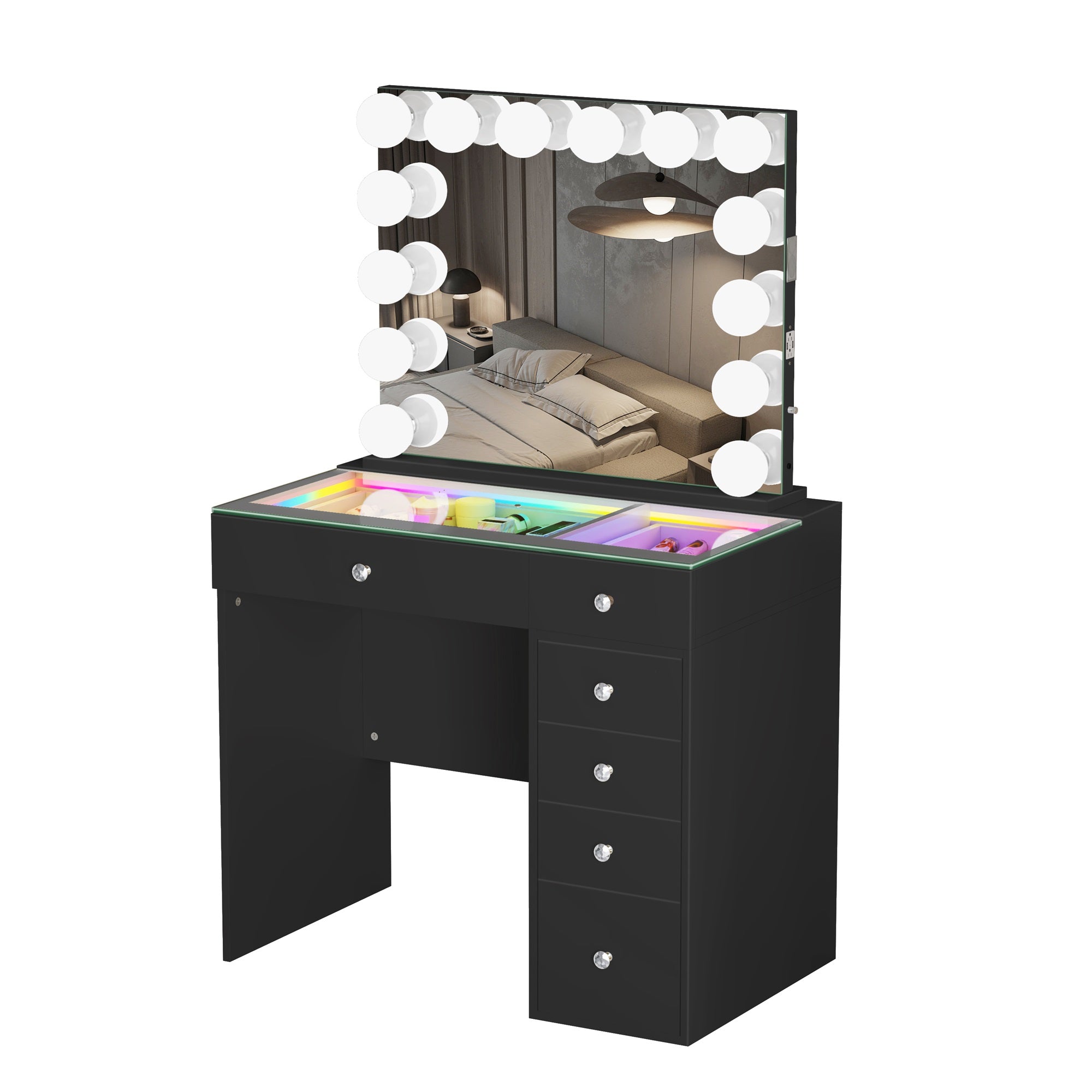 Mini Diana -6 Storage Drawers Vanity Set with Mirror & Chair