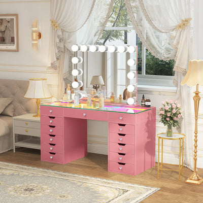 Eva-RGB Vanity Desk Set with Mirror and Chair