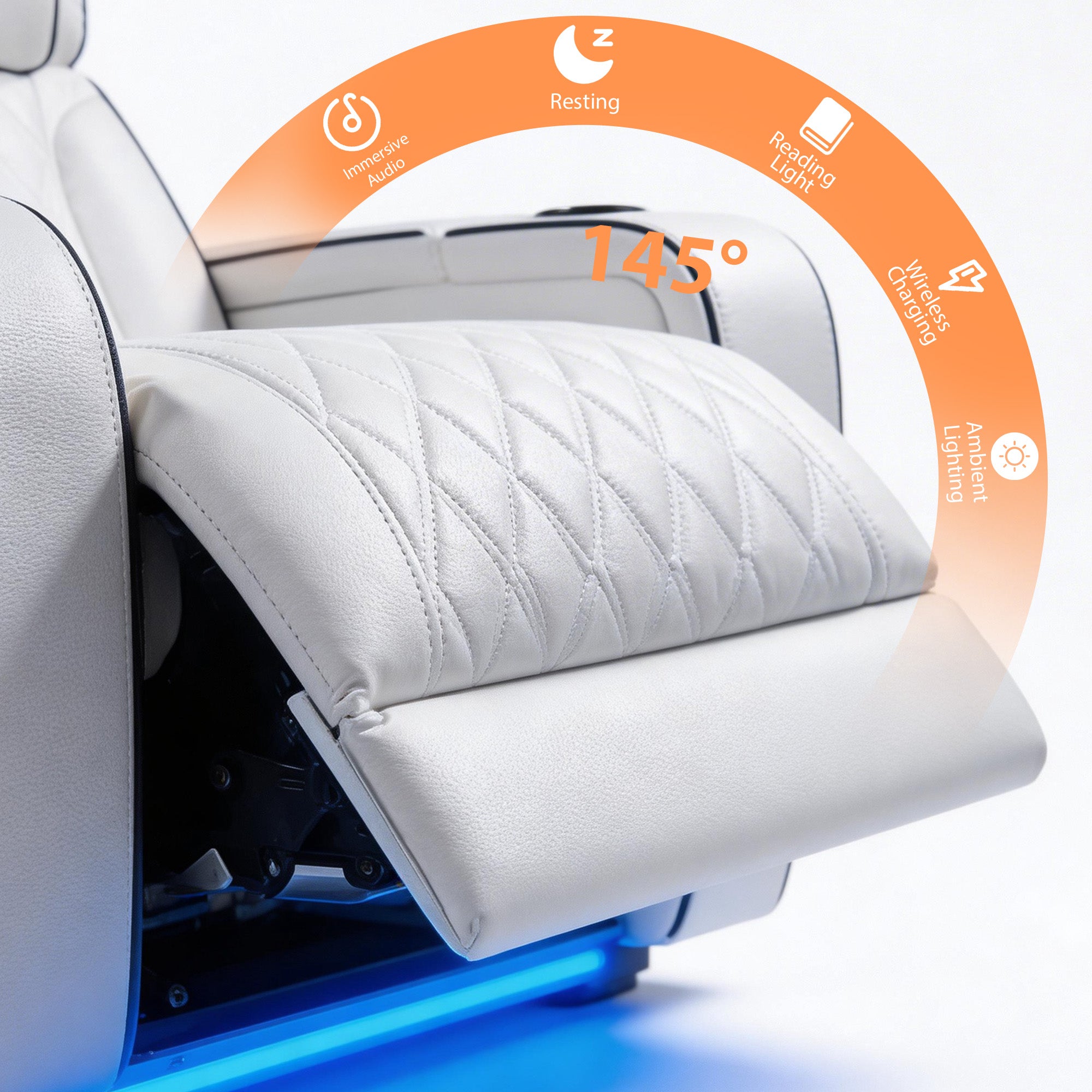 Jessie White Power Recliner 3-seater Sofa