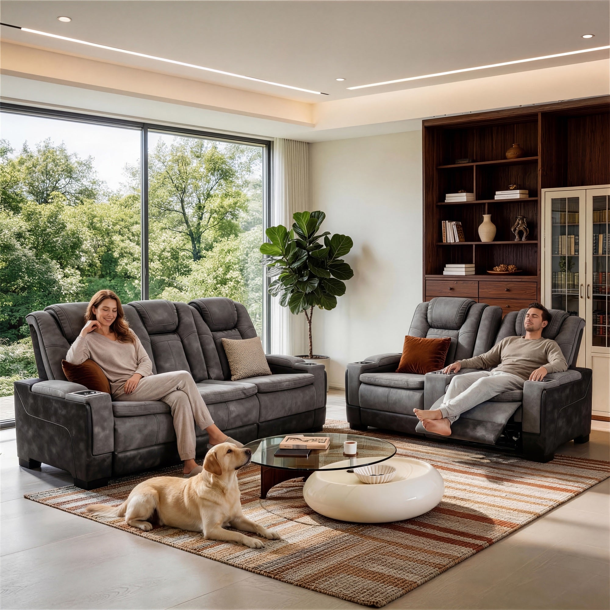 Charlie Gray Power Recliner Sofa Set