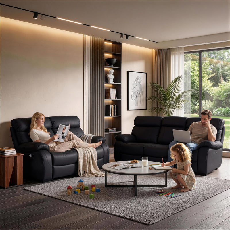 Harry Black Power Recliner Sofa & Loveseat