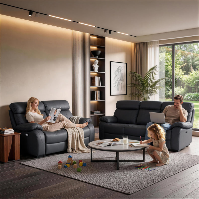 Harry Gray Power Recliner Sofa & Loveseat