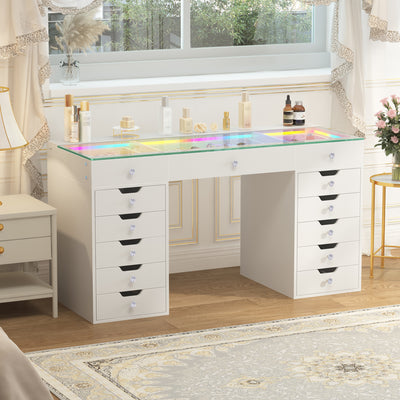 Eva-RGB Vanity Desk Pro - 13 Storage Drawers
