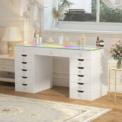 Eva-RGB Vanity Desk Pro - 13 Storage Drawers