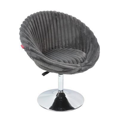 Gray vanity chair with a chrome base 