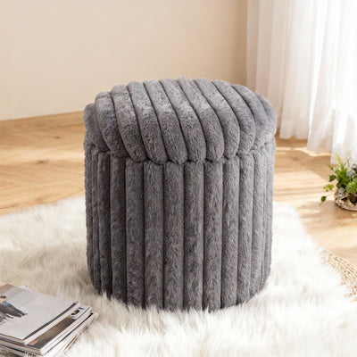 Gray vanity stool in the home