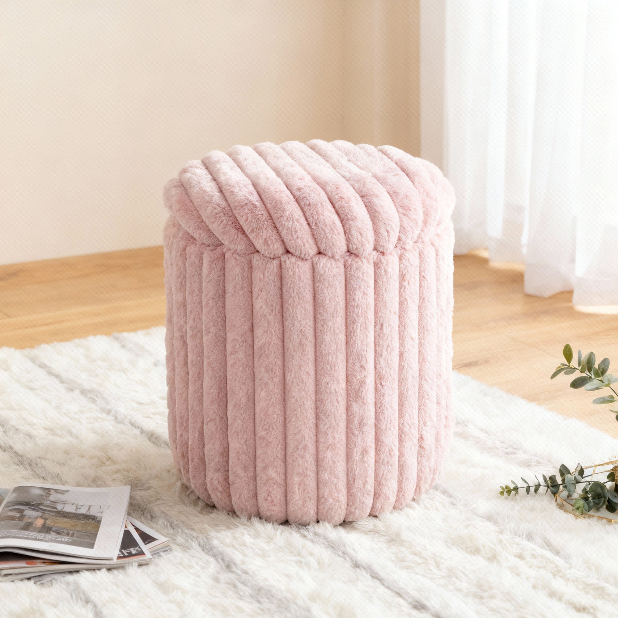 Rabbit Fur Storage Stool