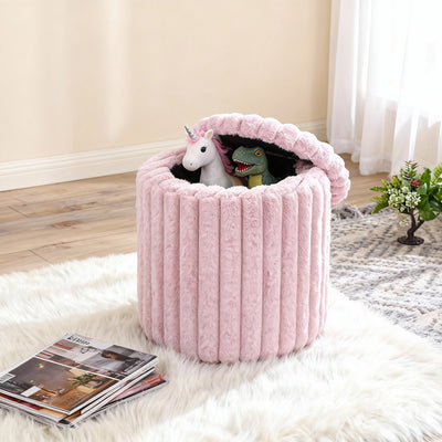 VANITII Rabbit Fur Storage Stool