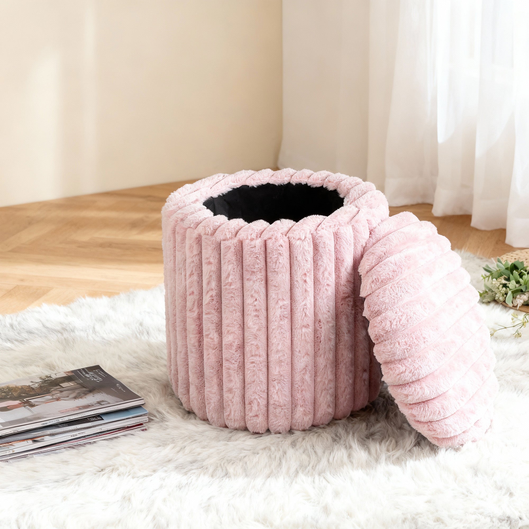 Rabbit Fur Storage Stool