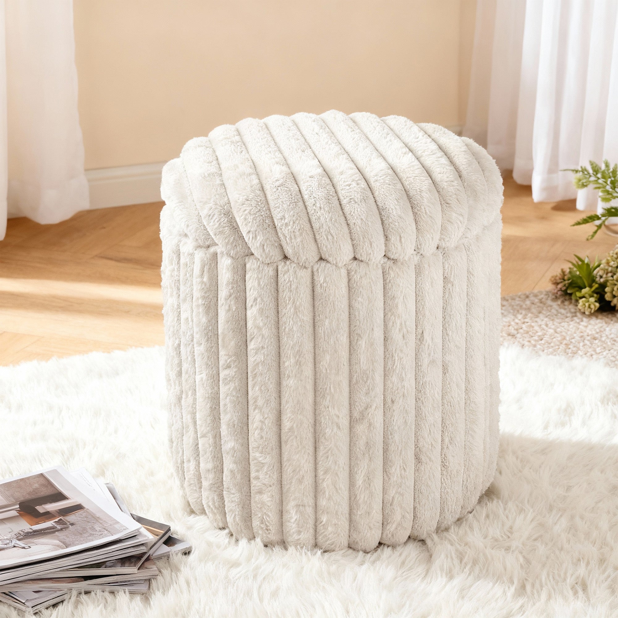 White RH Storage Stool 