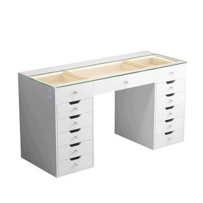 Eva-RGB Vanity Desk Pro - 13 Storage Drawers
