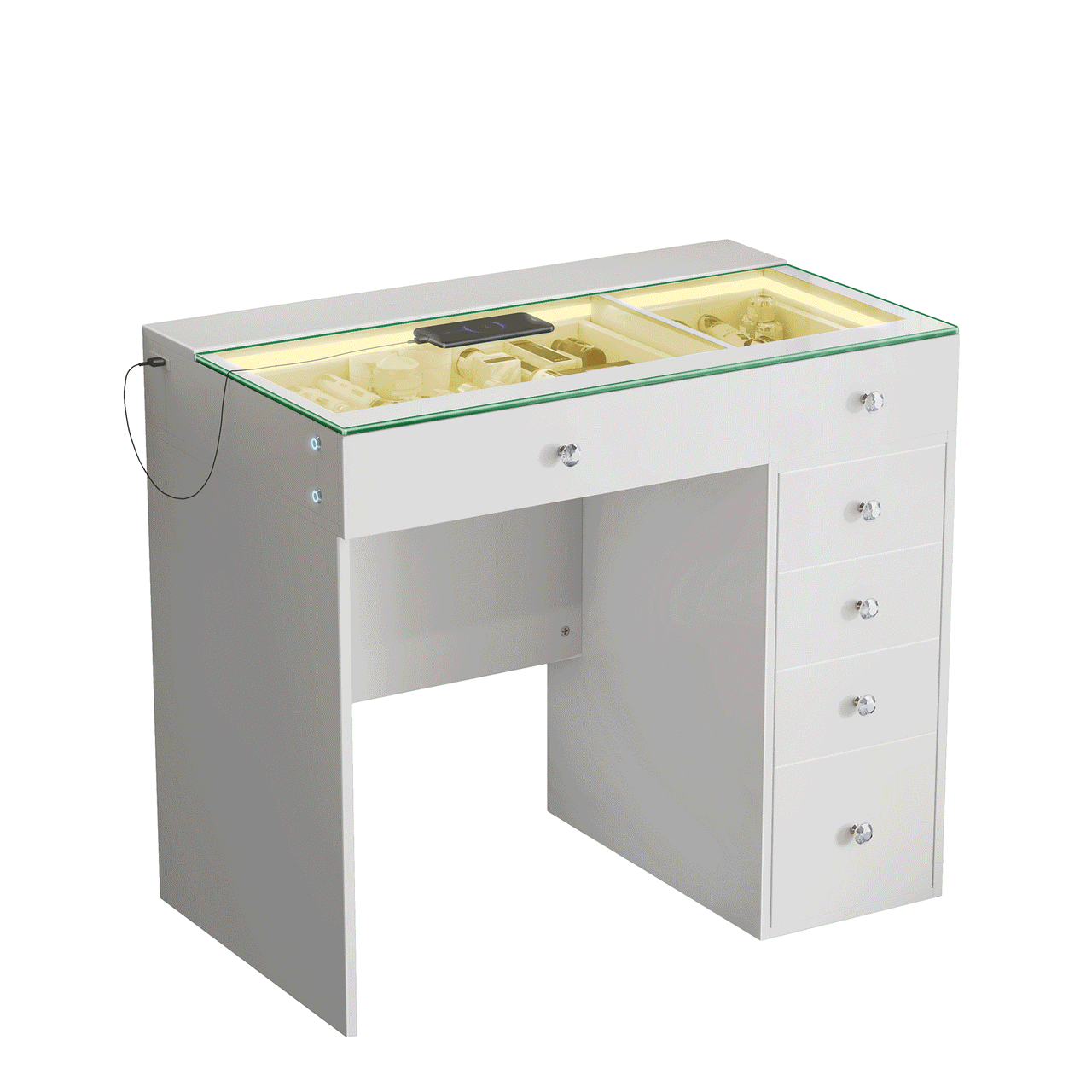 Mini Diana Vanity Desk- 6 Storage Drawers