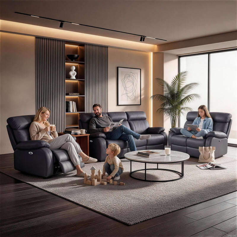 Harry Gray Power Recliner Sofa Set