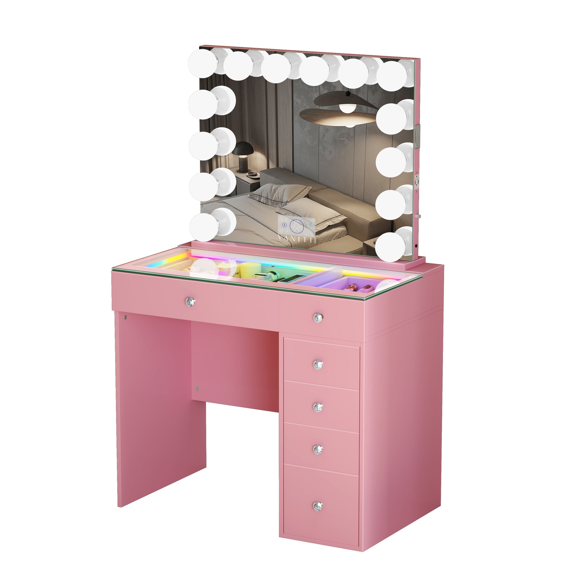 Mini Diana -6 Storage Drawers Vanity Set with Mirror & Chair